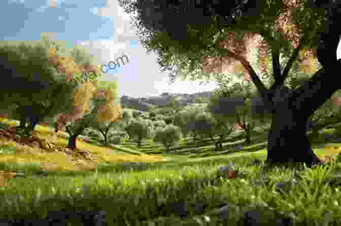 A Picturesque Olive Grove With A Cottage In The Distance, Representing The Idyllic Setting Of 'Behind The Olive Trees Little Blue Door.' Behind The Olive Trees (Little Blue Door 2)